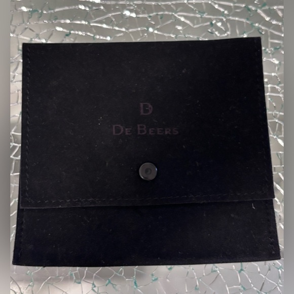 AUTHENTIC De Beers Black Suede Jewelry Watch / Necklace Travel Pouch 4.5” x 5”